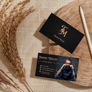 Tatuagem Eternal Marks, Modelo de Cartão de Visita para Estúdio de Tatuagem, Cartão de Agendamento para Tatuador e Estúdio, Modelo Editável Canva, Design Exclusivo