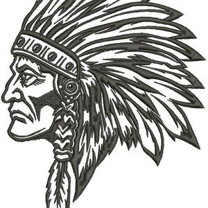 Indian Chief Head Machine Embroidery Designs, instantly download