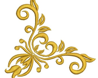 Diseños de bordado a máquina de esquinas con pergamino, descarga instantánea