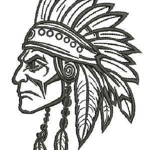 indian warrior head Indian Chief Head Machine Embroidery Designs, instantly download