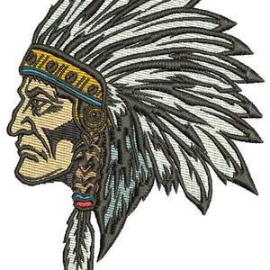 Indian Chief Head Machine Embroidery Designs, instantly download