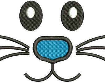 ウサギの顔、イースター刺繍の顔、刺繍ウサギの機械刺繍デザイン、すぐにダウンロード