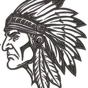 Indian Chief Head Machine Embroidery Designs, instantly download