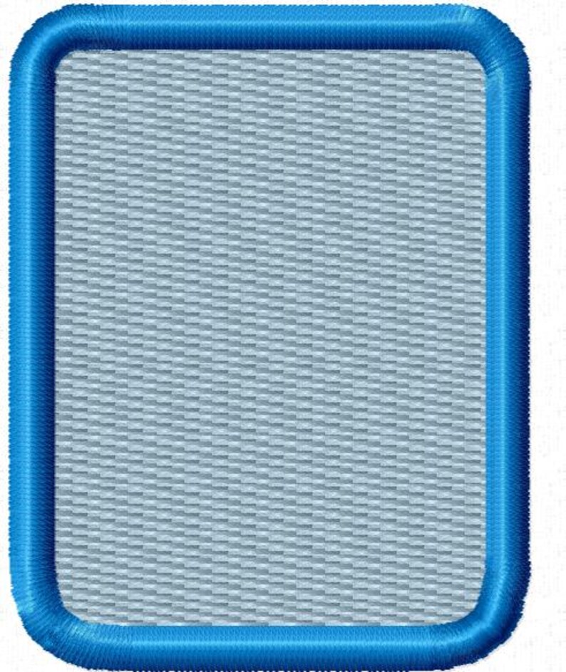 Puede incluir: Un parche rectangular con una textura tejida azul claro, enmarcado por un borde grueso, redondeado y azul brillante. El dise&ntilde;o tiene una apariencia sutil y texturizada, adecuado para proyectos de bordado o apliques.
