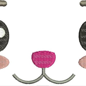 Può includere: Design ricamato di un viso con due occhi ovali scuri con riflessi bianchi, sopracciglia marroni chiare, naso rosa, guance marroni chiare e bocca grigia. Adatto a vari progetti artigianali.