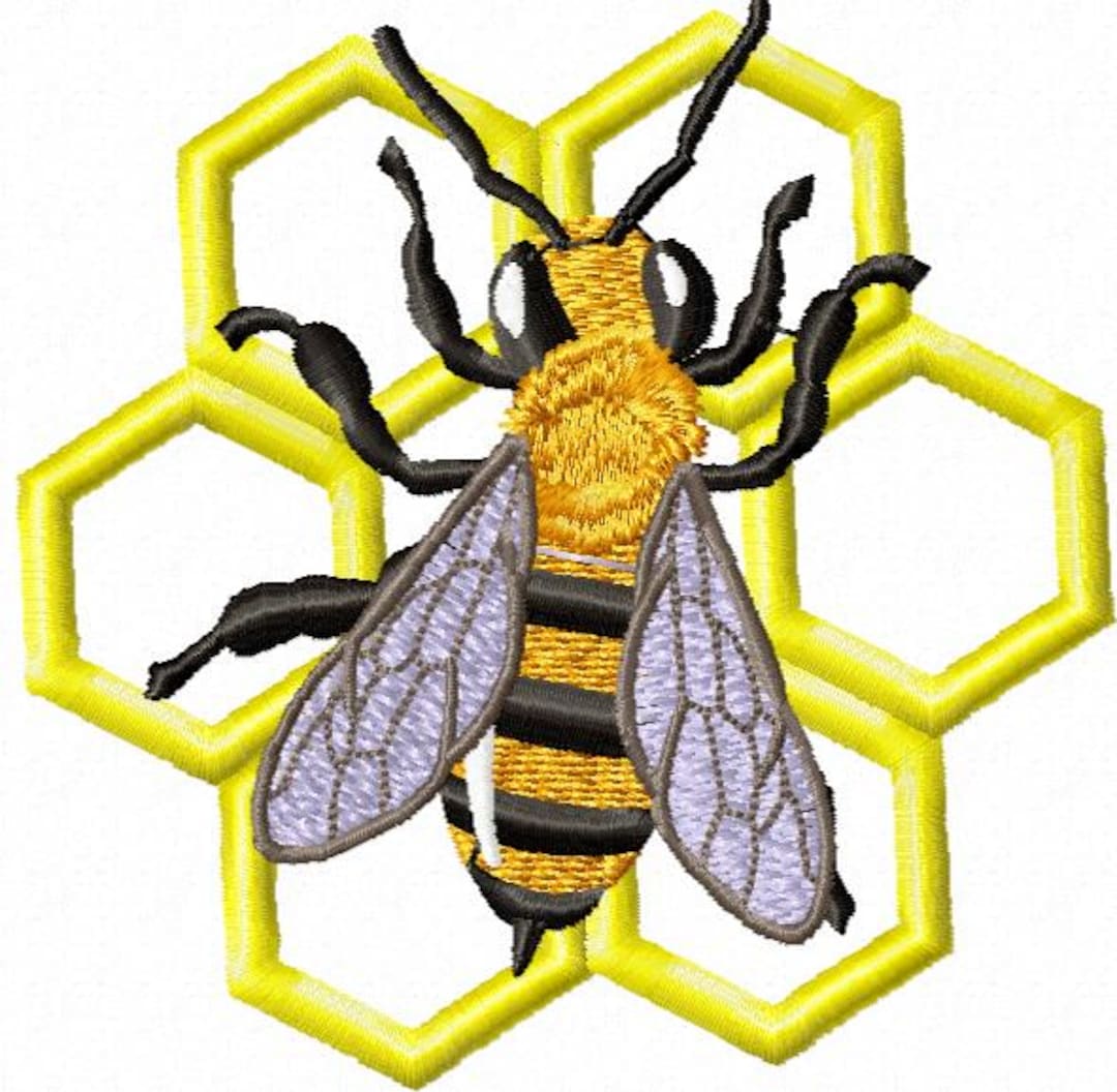 Realistic Bee and Honeycomb Machine Embroidery Designs, Instantly ...