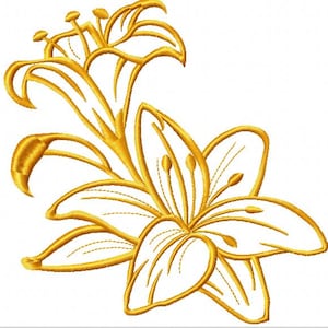gold Lilies   Machine Embroidery Designs, instantly download