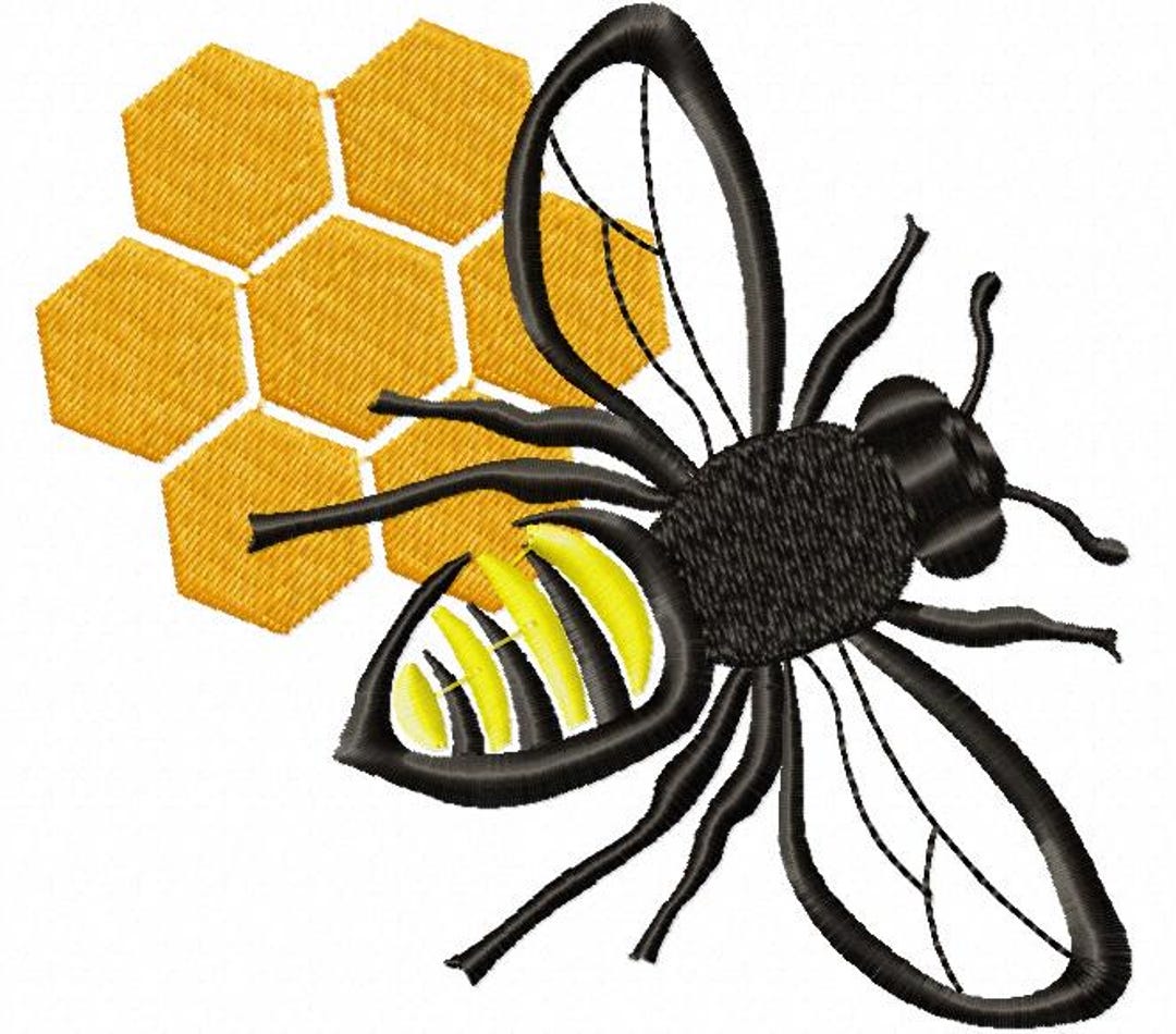 Realistic Bee and Honeycomb Machine Embroidery Designs, Instantly ...