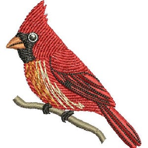 Desenhos de bordados à máquina de pássaro cardeal vermelho, baixe instantaneamente