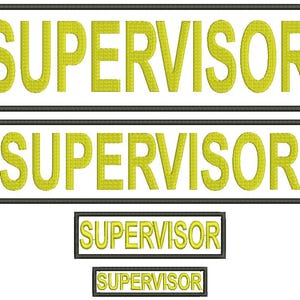 Supervisor Security/applique  Machine Embroidery Design, Custom Uniform Badge, Tactical Name Patch, Security Staff ID Patch, Jacket Vest Cap
