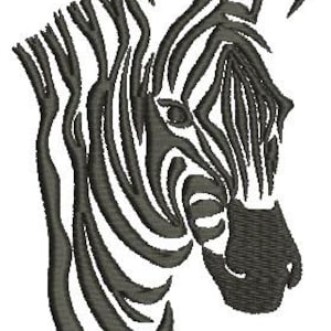 Puede incluir: Una ilustración en blanco y negro de la cabeza de una cebra. Las rayas de la cebra son detalladas y la imagen es simple y elegante.