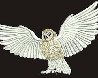 white Owl Open Wings  Machine Embroidery Designs, instantly download