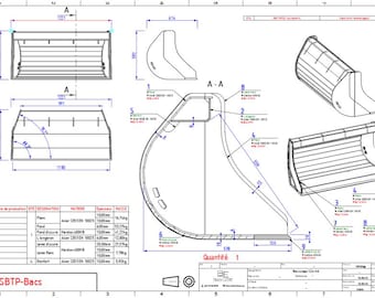 Cuchara de construcción con lados inclinados, basculante, accesorio para obras, equipamiento, acero Hardox, reforzado