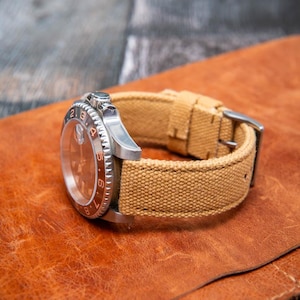 Vintage Canvas Watch Strap, Heritage Canvas Watch Band– Quick-Release Installed