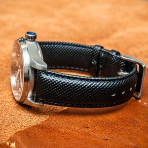 2nd Generation / Sailcloth Sports Watch Strap / Black Orange