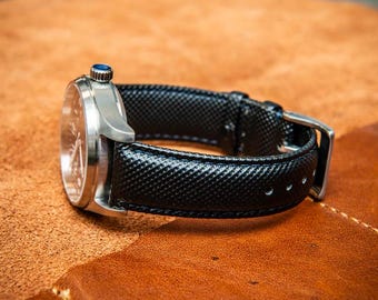 Correa de reloj de lona, negra, resistente al agua. Envíos a todo el mundo.