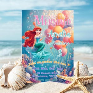 Little Mermaid Invitation Princess Ariel Birthday Invitation Little Mermaid Invite Under The Sea Party Printable Birthday Invites