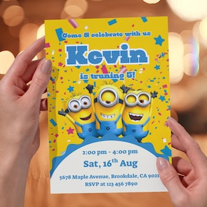 Minions Invitations Card Template Minions Party Invite Minions Invites For Boys Digital Invitation Card Instant Download Editable Pritable