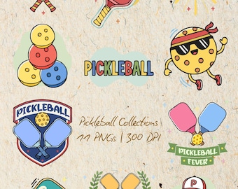 Pickleball Clipart PNG Bundle, Sports Graphics (Digital Files)