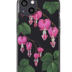 Telefoonhoesje Bleeding Heart bloemen, doorzichtige siliconen zachte hoes van TPU