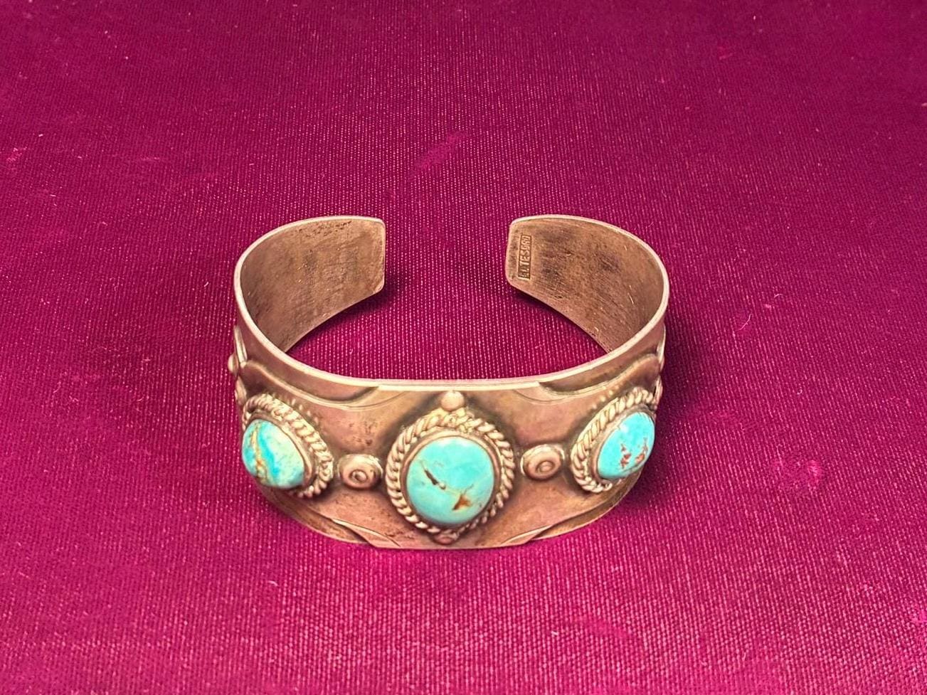 vintage turquoise silver925 bangle Vintage Circle Bangle Bracelet