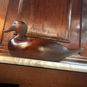 Hand-Carved Wooden Duck Decoy, Vintage Decorative Waterfowl, Rustic Cabin Decor, Hunting Collectible, Handcrafted Folk Art, Gift for Him