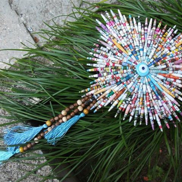 Paper Beads, Wall Hanging, Recycling, Evil Eye Wall Hanging