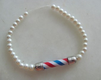 Pearl Beaded Barber Pole Bracelet For Women