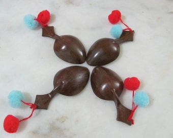 Rhythm Dance Spoons, Turkish Folkloric Instruments, Pom Pom Tassels