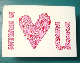 I Love U - Letterpressed Valentine Card