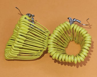 Safety Pin Earrings Handmade UK Cute Original Kooky Unique Gift Yellow Metal Alt Alternative Original Pierced Baskets