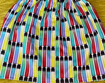 Unique micro mini length vape elf bar mini skirt. Elasticated waist cotton hand made size XS uk 4 6 8 Zara Larson smoker rainbow funny