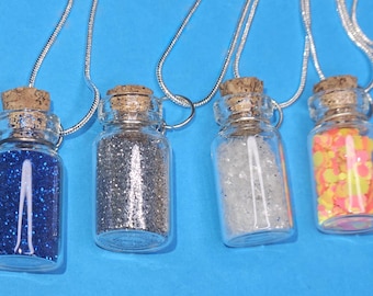 Fairy Dust Bottle Necklace, UK Cute Original Unique Gift Witchy Magick Magical Wish Intention Glitter Witch  Sparkly Alternative Wicca