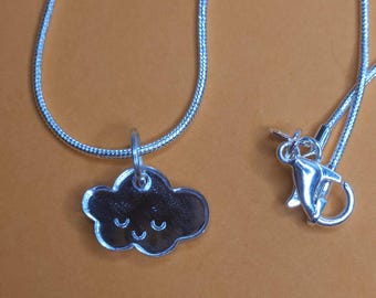 Happy Cloud Necklace Cute Original Handmade Gift Alternative Fancy Dress Festival Jewellery Fashion Mirror Acrylic Emo Pretty Peaceful
