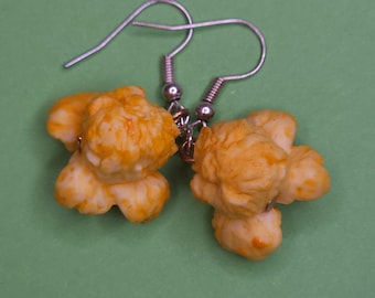 Popcorn Earrings Festival Original Kooky Unique Pierced Alternative Quirky Fun Jewellery Retro 3D Fancy Dress Food Cinema Festival