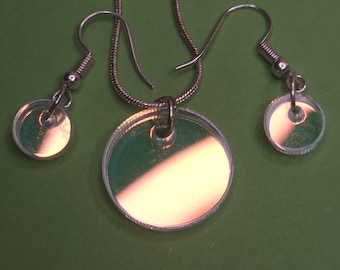 Iridescent Matching Necklace and Earring Set Cute Original Handmade Gift Alt Fancy Dress Festival Jewellery Fashion Acrylic Emo Pretty