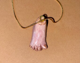 Handmade clay cut off dismembered foot Original Handmade Gift Alternative Festival Jewellery Fashion Emo Pretty Unusual Weird Rave Goth Saw