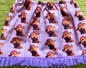Pieandbelle micro mini POB puppet 80’s retro skirt. Elasticated waist. size 8. Small With sheer lilac tulle purple trim. Vintage tv show