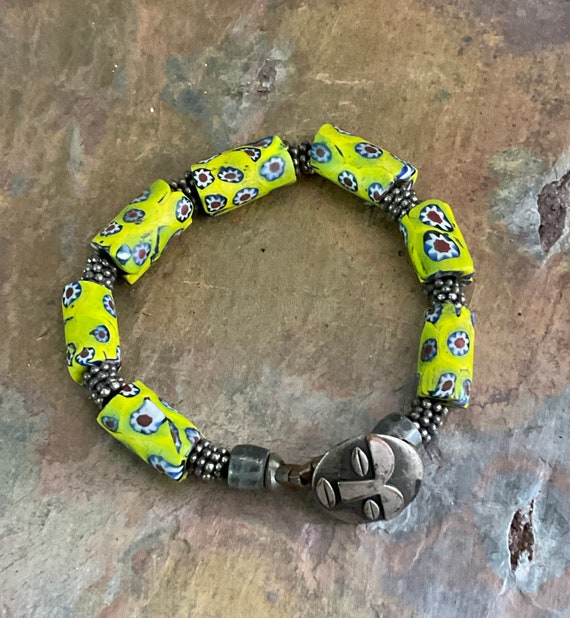 African Vintage Trade Bead Bracelet, Glass Beads,… - image 9