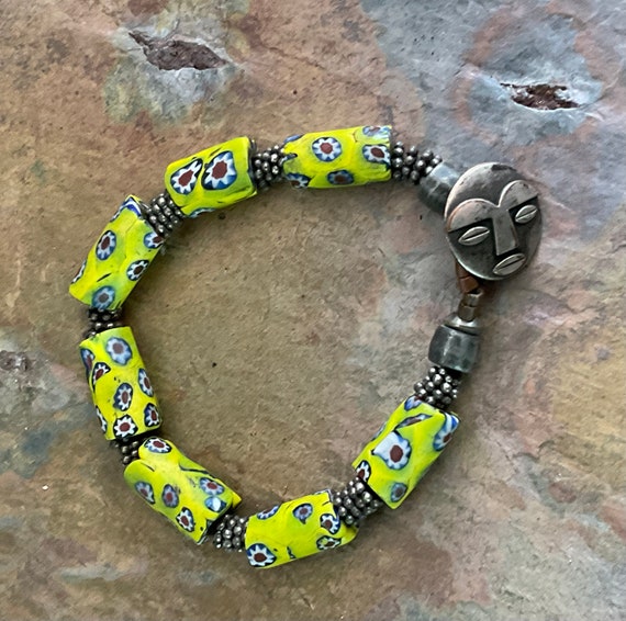 African Vintage Trade Bead Bracelet, Glass Beads,… - image 8