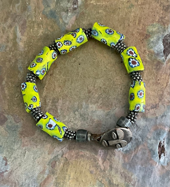 African Vintage Trade Bead Bracelet, Glass Beads,… - image 5