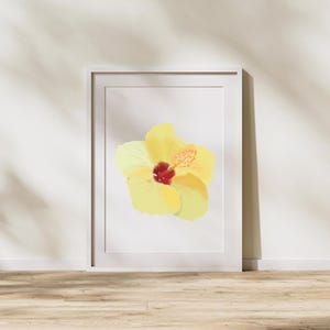 Hawaii Hibiskus Digitaldruck - Gelber Hibiskus &quot;Mao Hau Hele&quot; Wandkunst (weißer Hintergrund) - druckbare Dekoration.&quot;