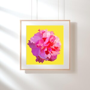 Hawaiian Hibiscus Print - Double Hibiscus Yellow Background - Printable Wall Art