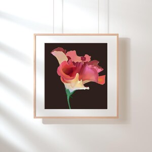 Boho Floral Print - Hibiscus Black Background - Printable Wall Art