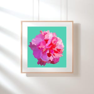 Hawaiian Hibiscus Print - Double Hibiscus Mint Green Background - Printable Wall Art