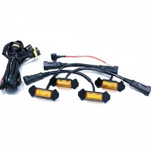 4PCS LED Grille Lights for Tacoma TRD PRO 2016-2023, Amber Lens & Light, Fuse Adapter Included