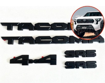 5-Piece Blackout Emblem Overlay Kit for 2024-2026 Tacoma 4x4 SR5 – Sleek Matte Black Finish