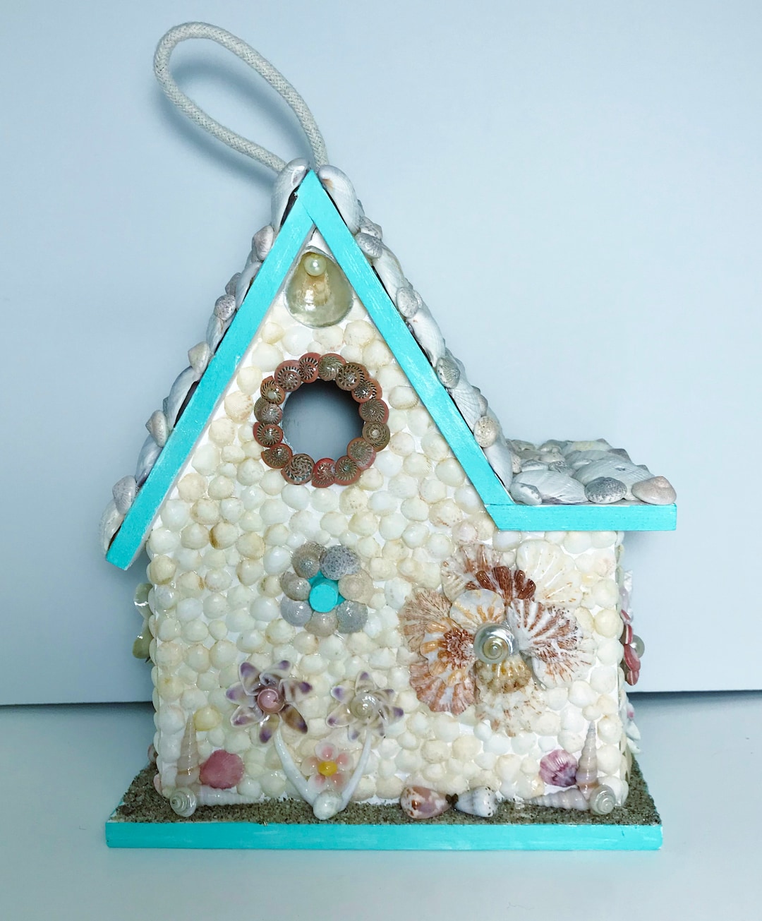 Birdhouse, Seashell Birdhouse, Beach Decor, Coastal Birdhouse, Indoor