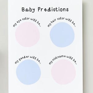 Jeu de prédictions pour bébé, jeux de baby shower à imprimer, jeu de baby shower à imprimer, jeux de baby shower à téléchargement immédiat, jeux de baby shower avec révélation du sexe