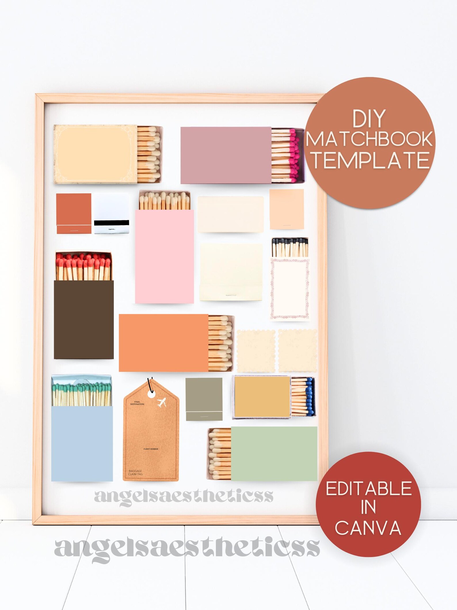 Customizable Matchbook Matchbox Art Blank Template | Digital Download ...